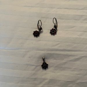 Ruby earrings and pendant
